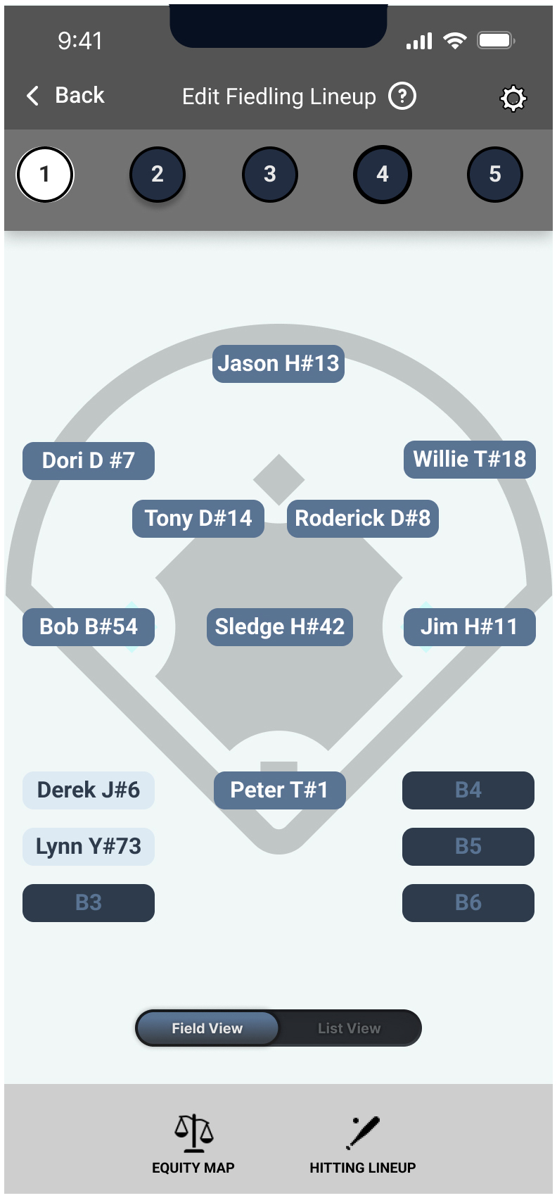 Edit Lineup Wireframe