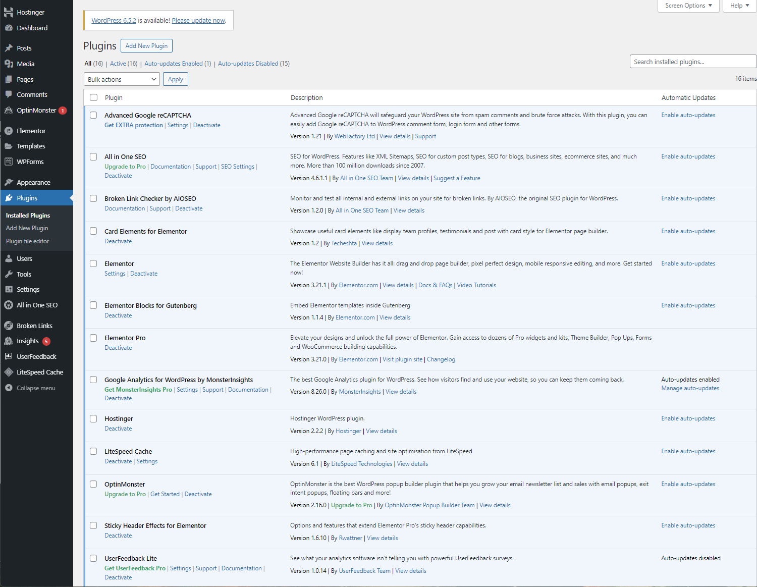 WordPress Plugin Screen